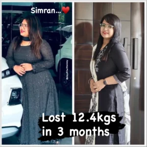 Simran didn’t just lose 12.4 kgs in 3 months…She found herself again. ♥️From feeling stuck postp